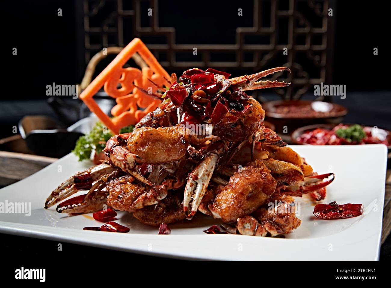 Stir Fried crab with Ginger and Scallion Oil Stock Photo