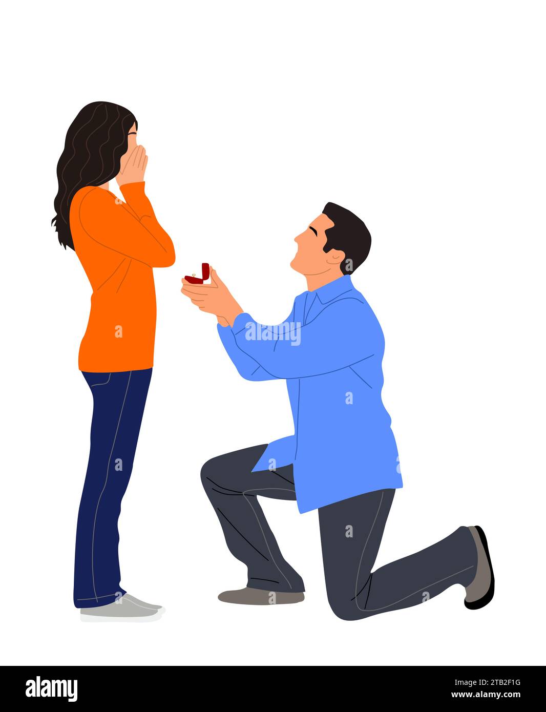Couple in love engagement proposal vector isolated Stock Vector Image ...