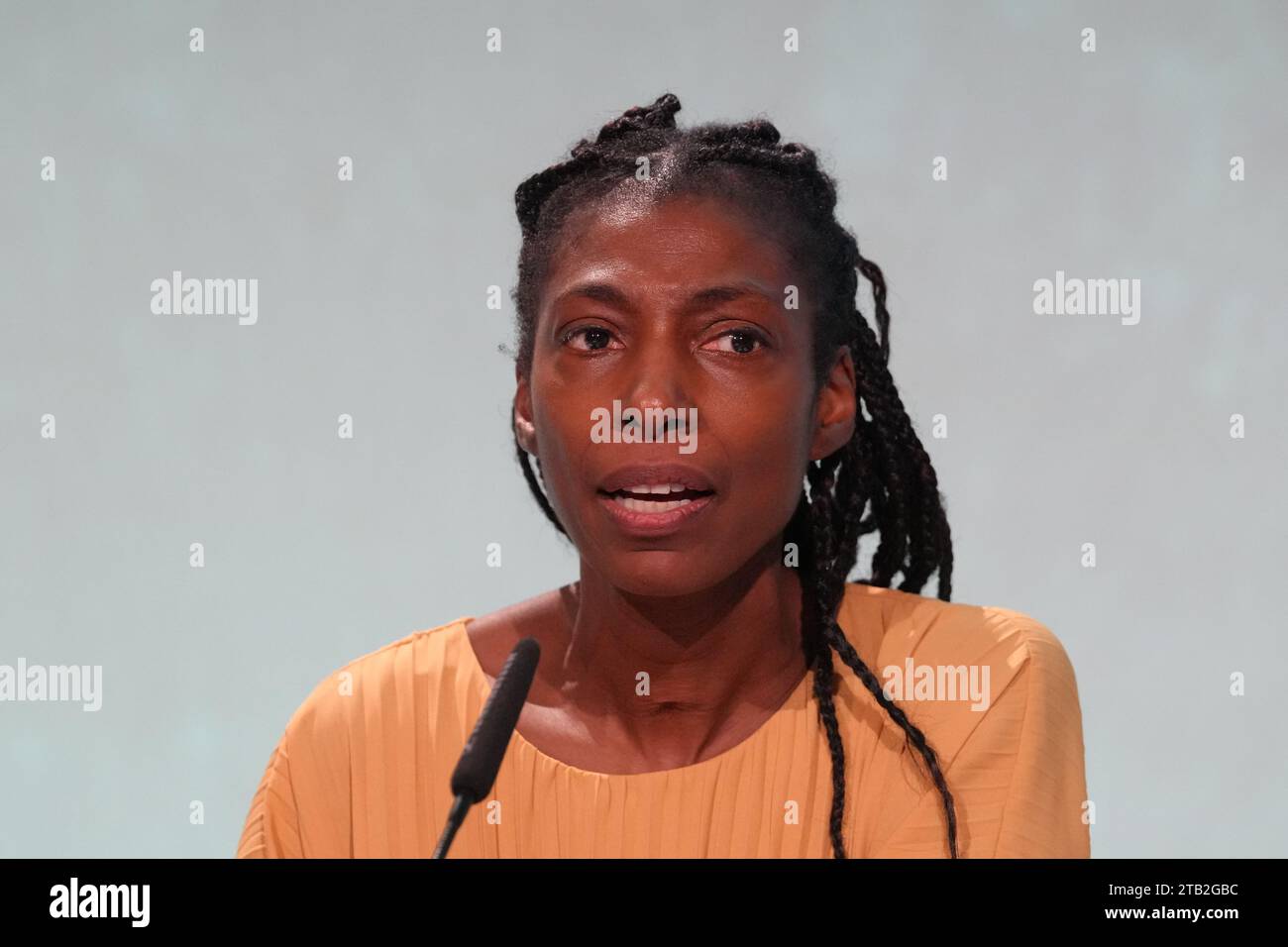 Dame Sharon White, chair of the John Lewis Partnership, speaking at the ...