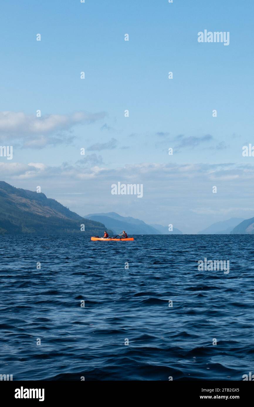 Great Glen Canoe Trail. Canoe on Loch Ness, Scotland, UK leaving
