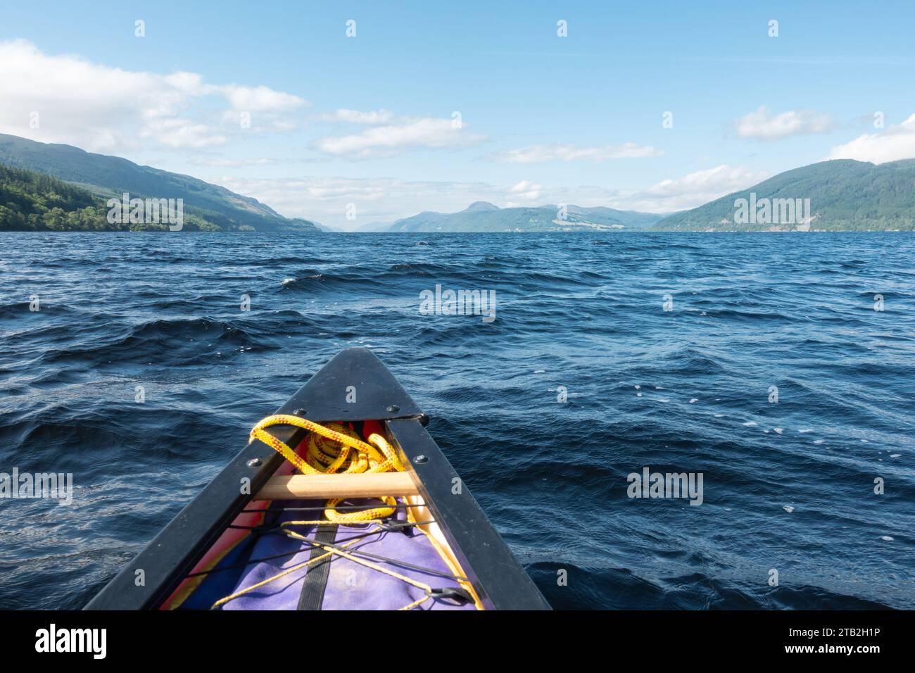 Great Glen Canoe Trail, Scotland, UK leaving Dores beach heading towards Fort Augustus with
