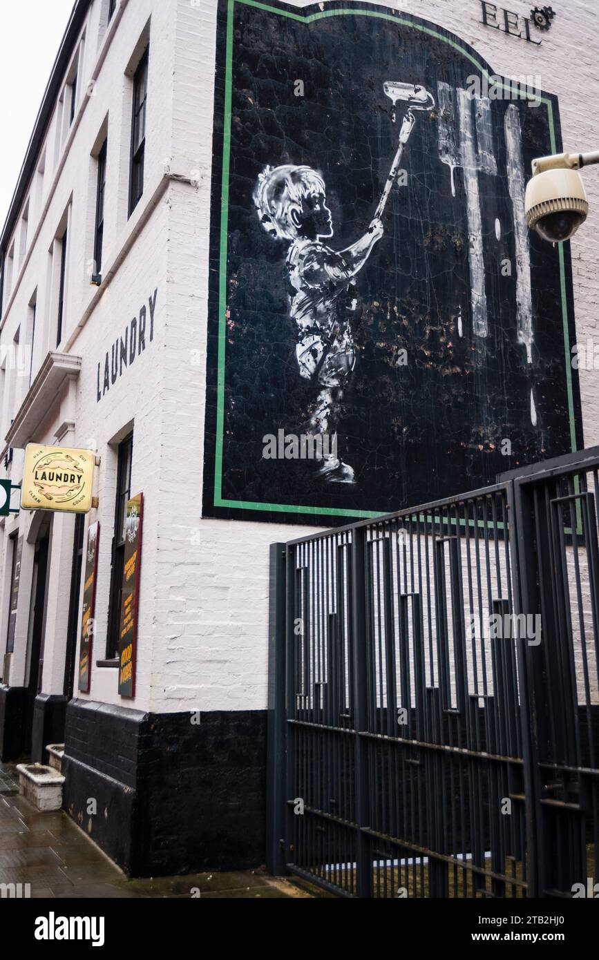 Laundry Building with mural, Sheffield, Yorkshire, UK Stock Photo Alamy