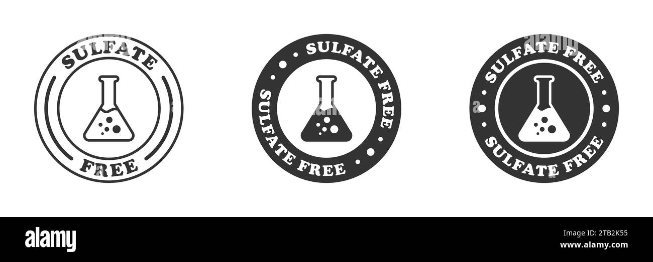 Sulfate free icon. Chemical test tube and lettering. Vector ...