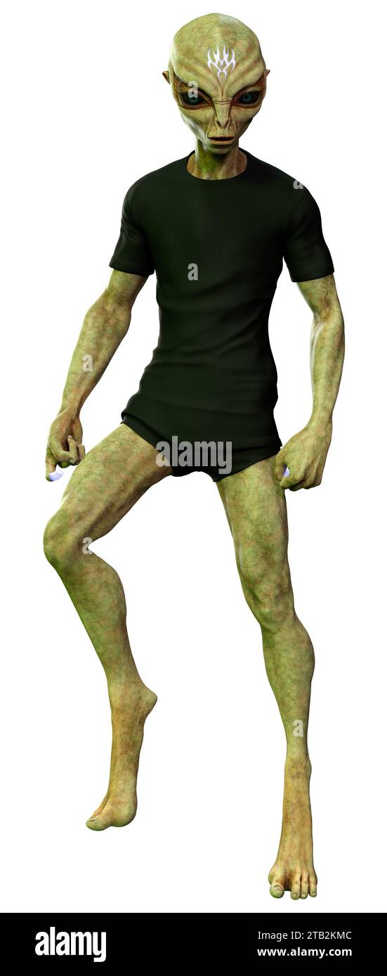 3D rendering of a green alien isolated on white background Stock Photo ...
