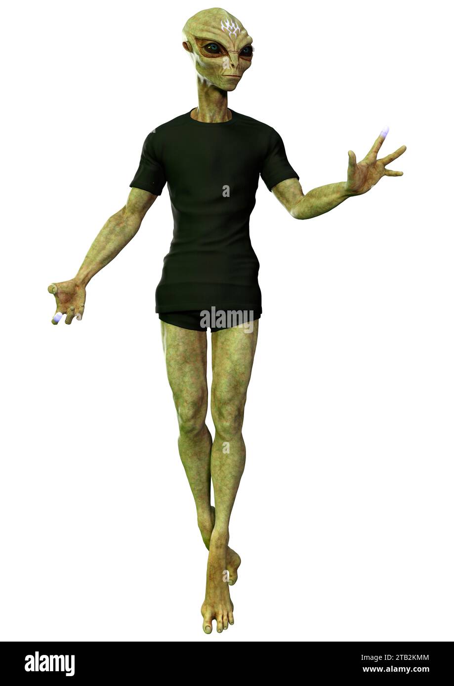 3D rendering of a green alien isolated on white background Stock Photo ...