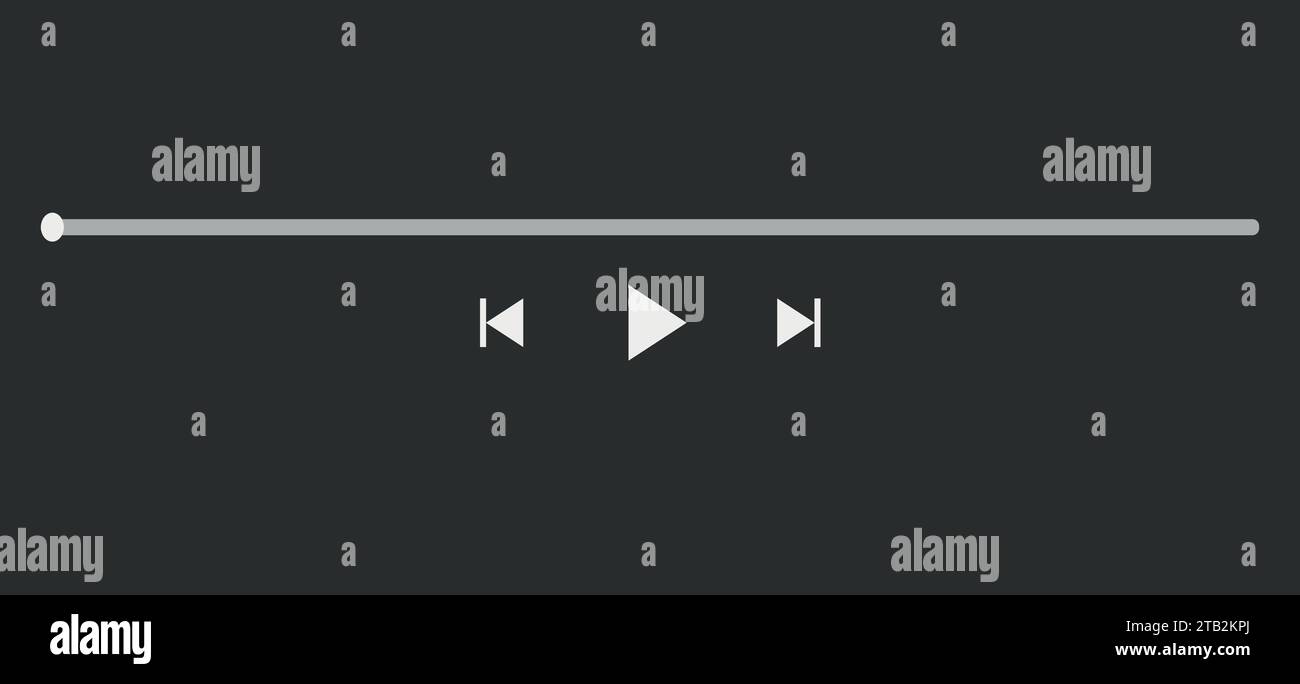 Video, music play bar display interface. Audio player progress for podcast, misic, radio playlist. Black vector icon. Stock Vector
