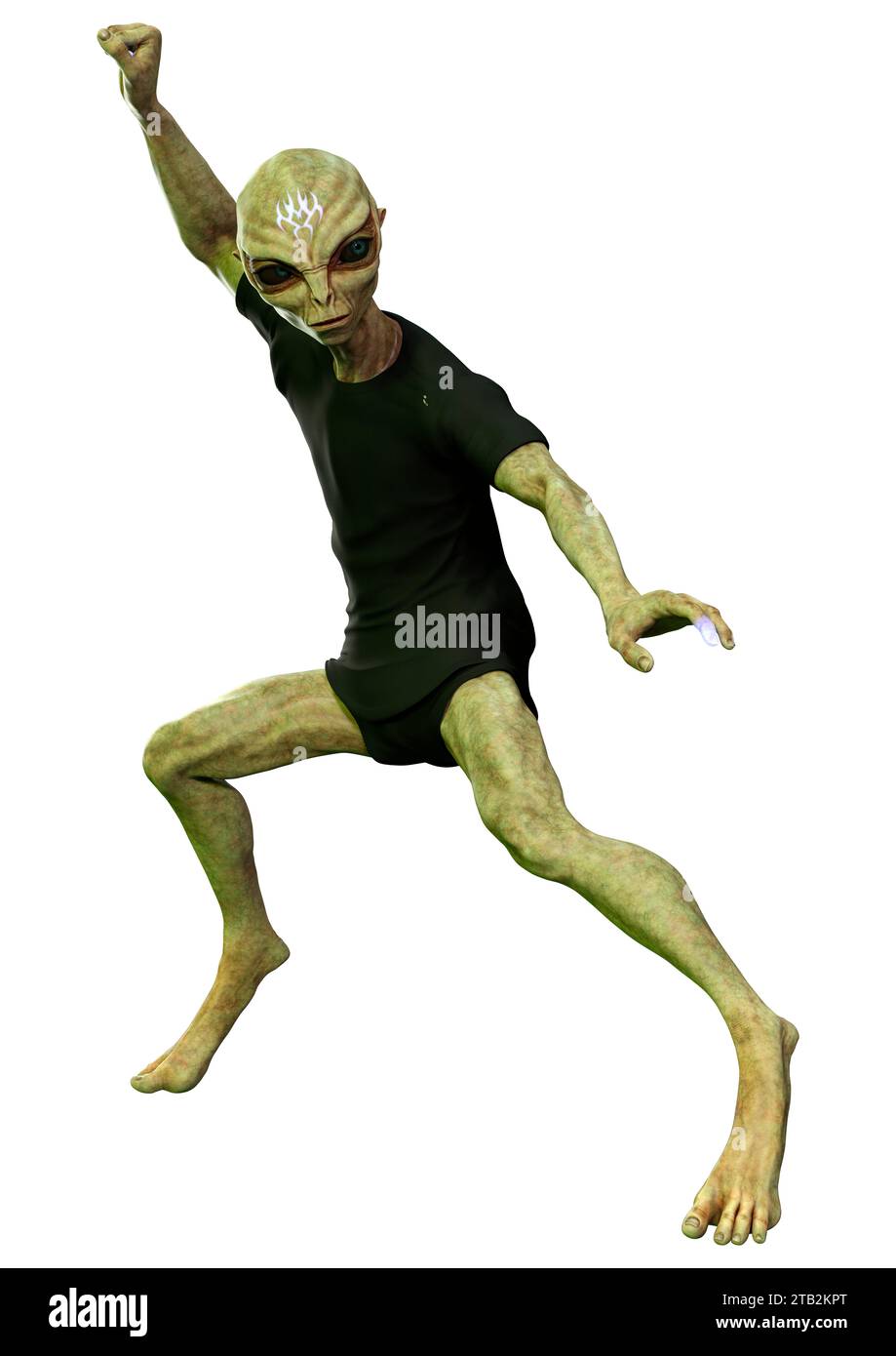 3D rendering of a green alien isolated on white background Stock Photo ...