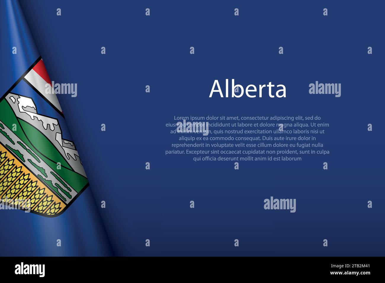 3d flag Alberta, state of Canada, isolated on background with copyspace