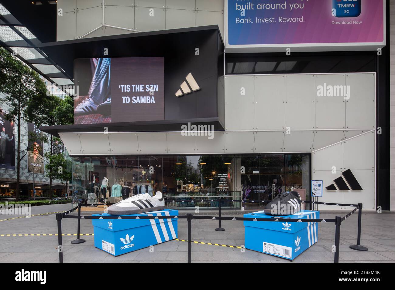 Adidas most popular Samba footwear pop up display outside Adidas Brand Centre along Orchard Road Singapore Stock Photo Alamy