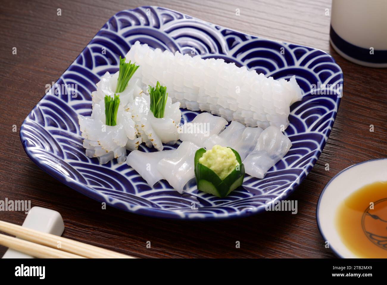 Aori-ika ( oval squid ) sashimi, Japanese cuisine. Stock Photo