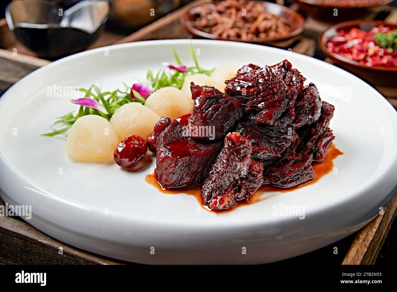 chinese Stewed Beef Cubes with Soy Sauce and , Roasted or braised beef