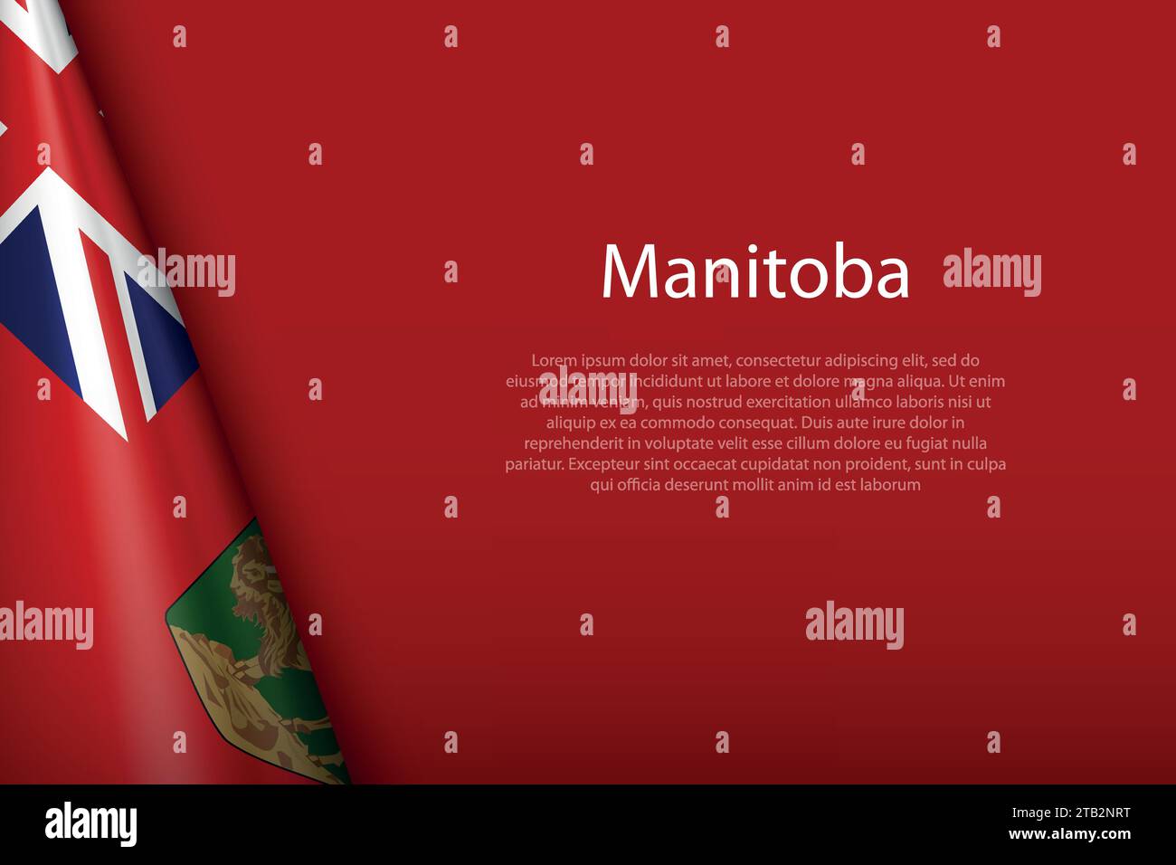 3d flag Manitoba, state of Canada, isolated on background with