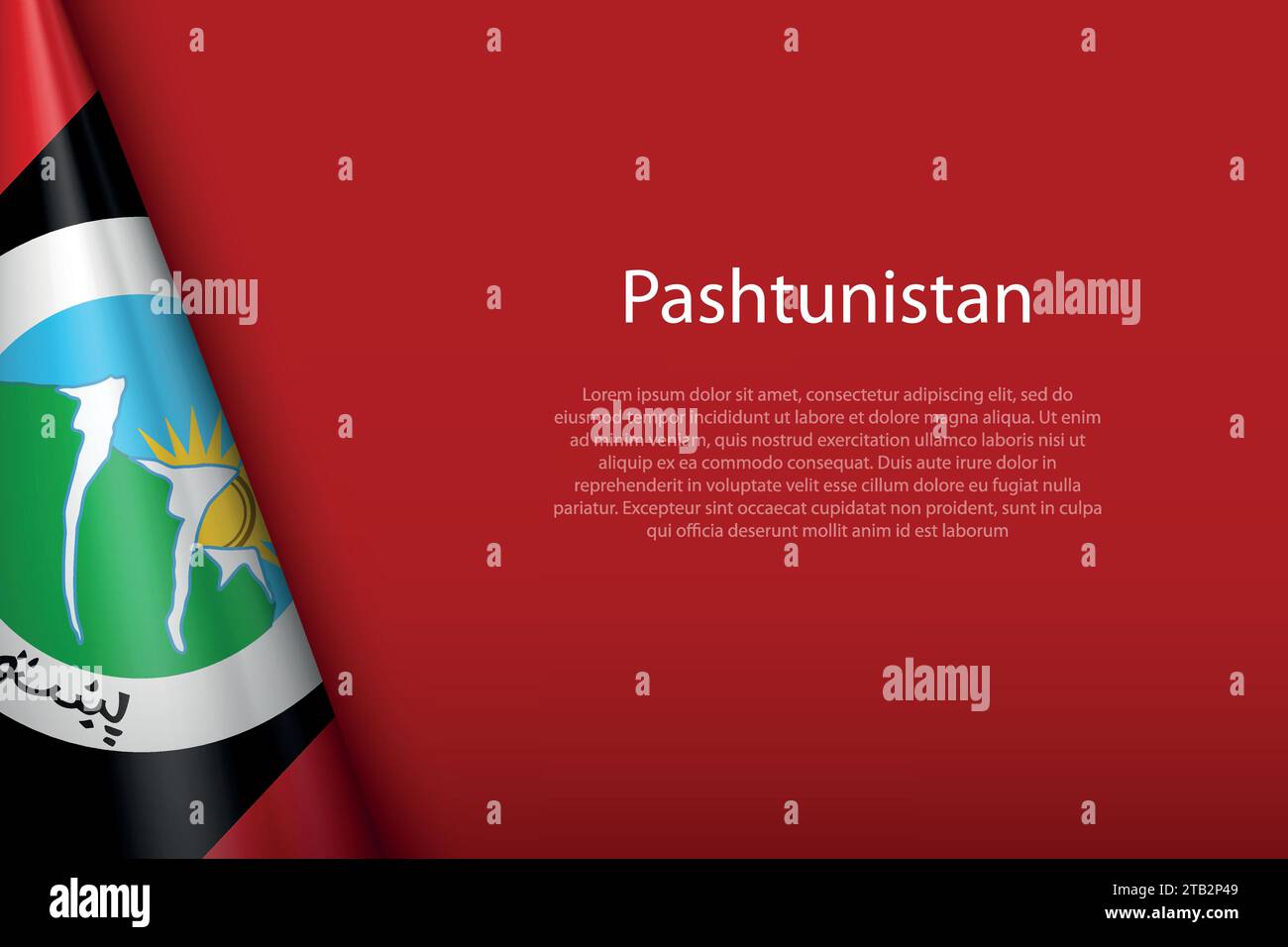3d flag of Pashtunistan, Ethnic group, isolated on background with copyspace Stock Vector