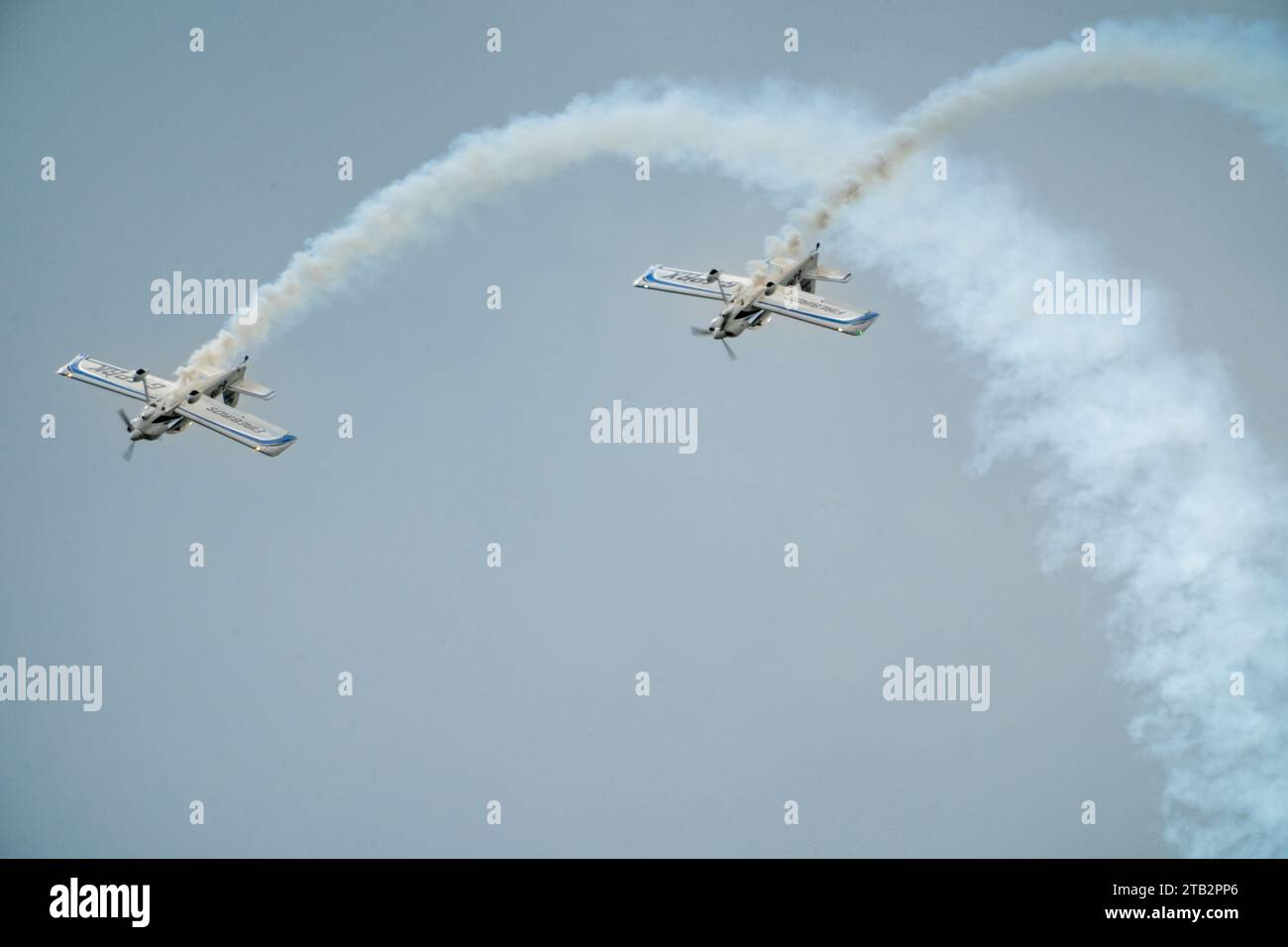 Bournemouth, United Kingdom - September 1st 2023: Bournemouth Air Festival RAF Firebirds display team Van's RV4 aircraft G-SPRK G-SPRX Stock Photo