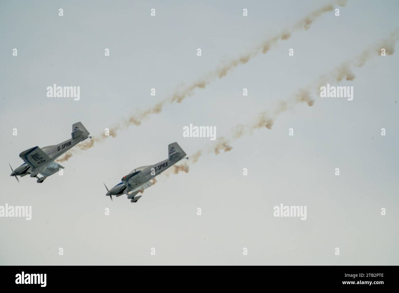 Bournemouth, United Kingdom - September 1st 2023: Bournemouth Air Festival RAF Firebirds display team Van's RV4 aircraft G-SPRK G-SPRX Stock Photo