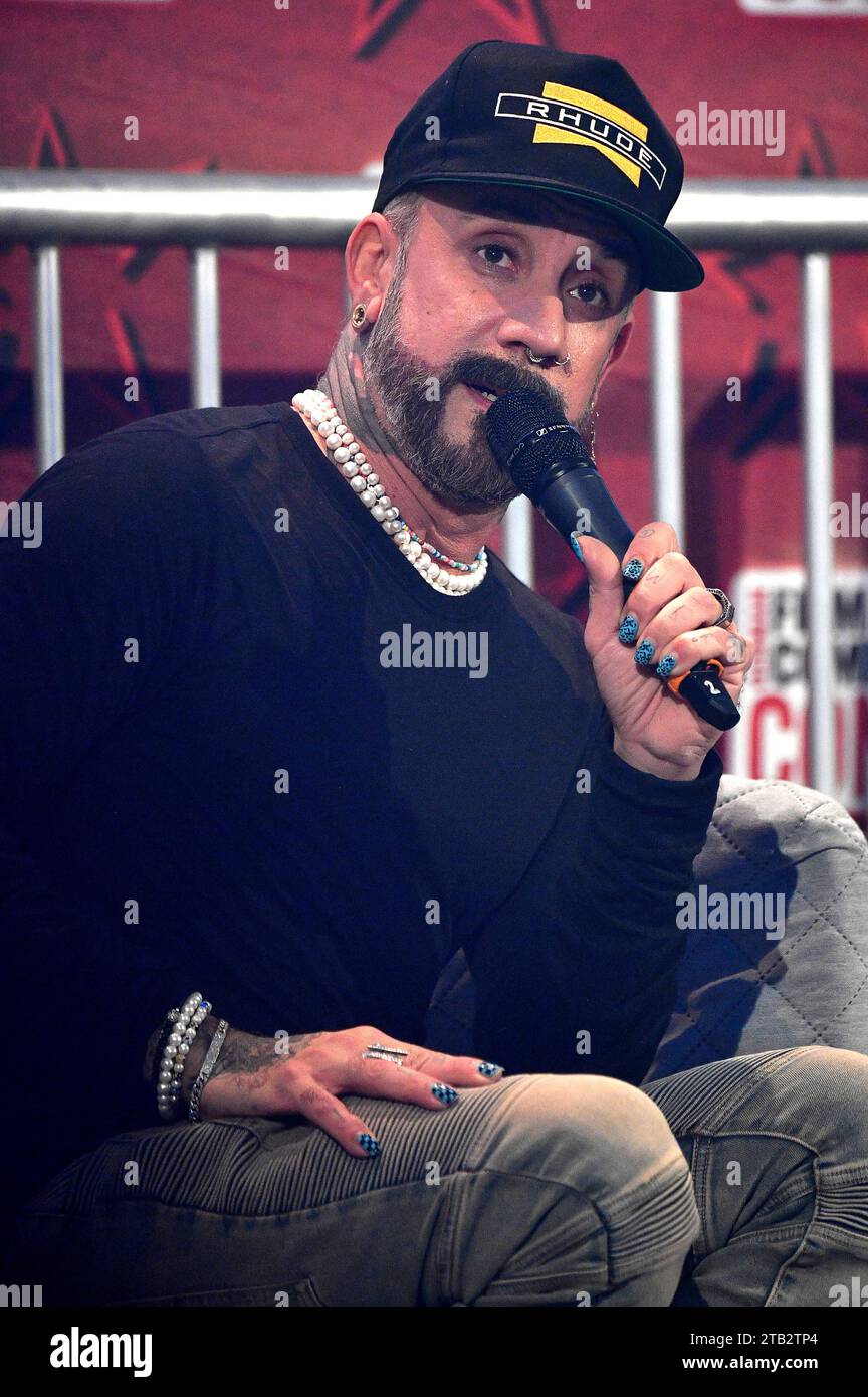 AJ McLean von den Backstreet Boys auf der German Film & Comic Con Winter Edition in der Messe Dortmund. Dortmund, 02.12.2023 *** AJ McLean from the Backstreet Boys at the German Film Comic Con Winter Edition at Messe Dortmund Dortmund, 02 12 2023 Foto:xN.xKubelkax/xFuturexImagex comic con 3215 Credit: Imago/Alamy Live News Stock Photo