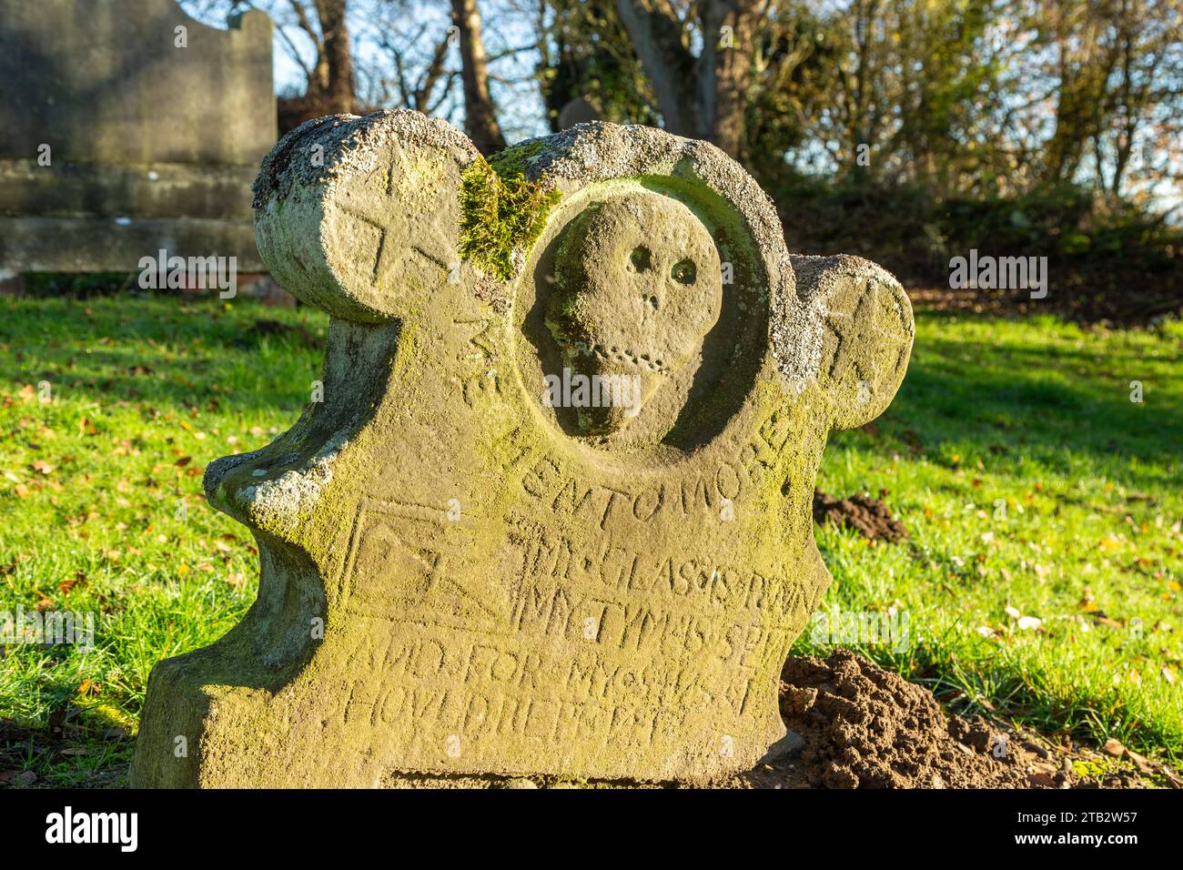 An old headstone in West Kirk Church, Culross, Fife, Scotland Stock Photo