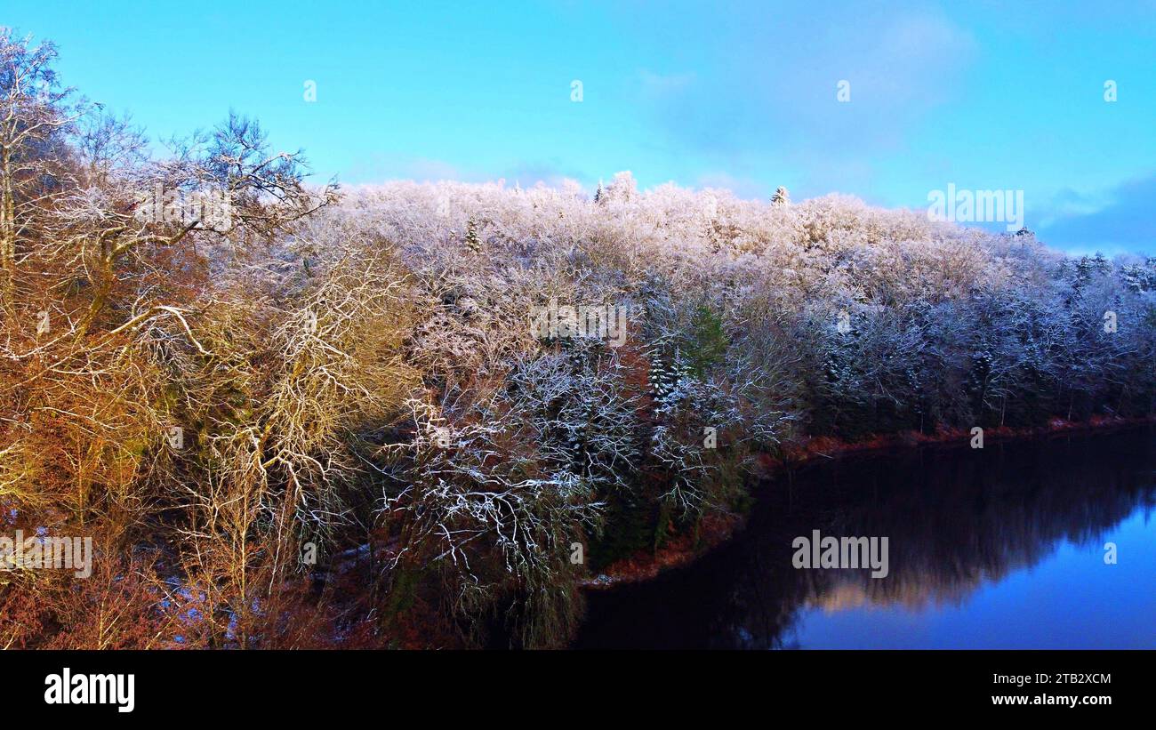 Winter Snowstorm Perigord National Forest Aerial Views Dordogne France ...