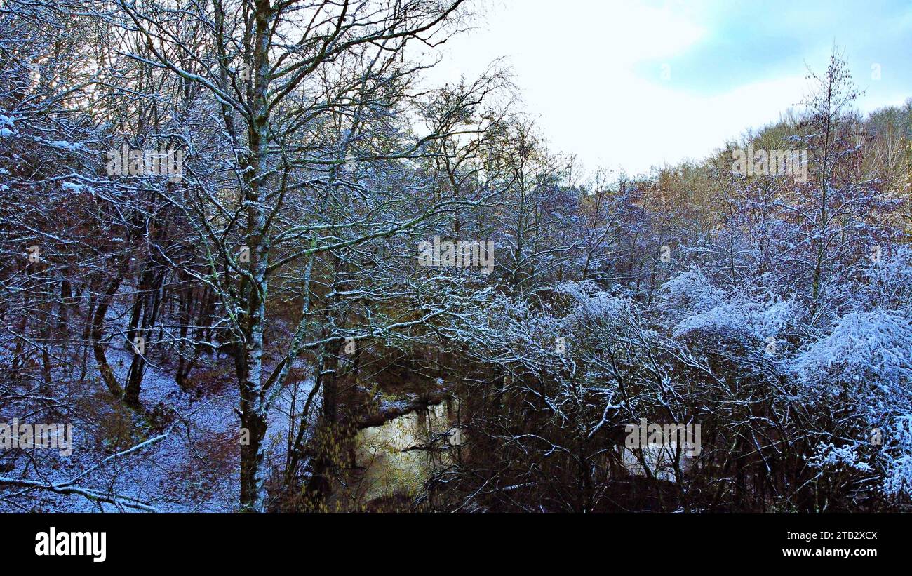Winter Snowstorm Perigord National Forest Aerial Views Dordogne France ...