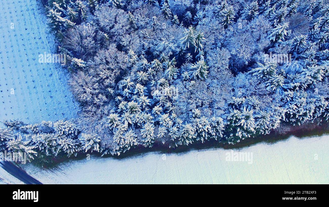 Winter Snowstorm Perigord National Forest Aerial Views Dordogne France ...