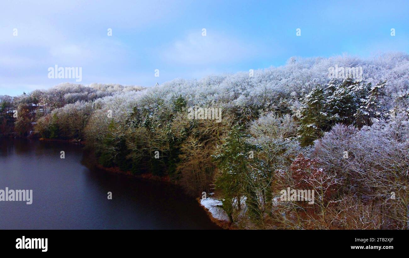Winter Snowstorm Perigord National Forest Aerial Views Dordogne France ...