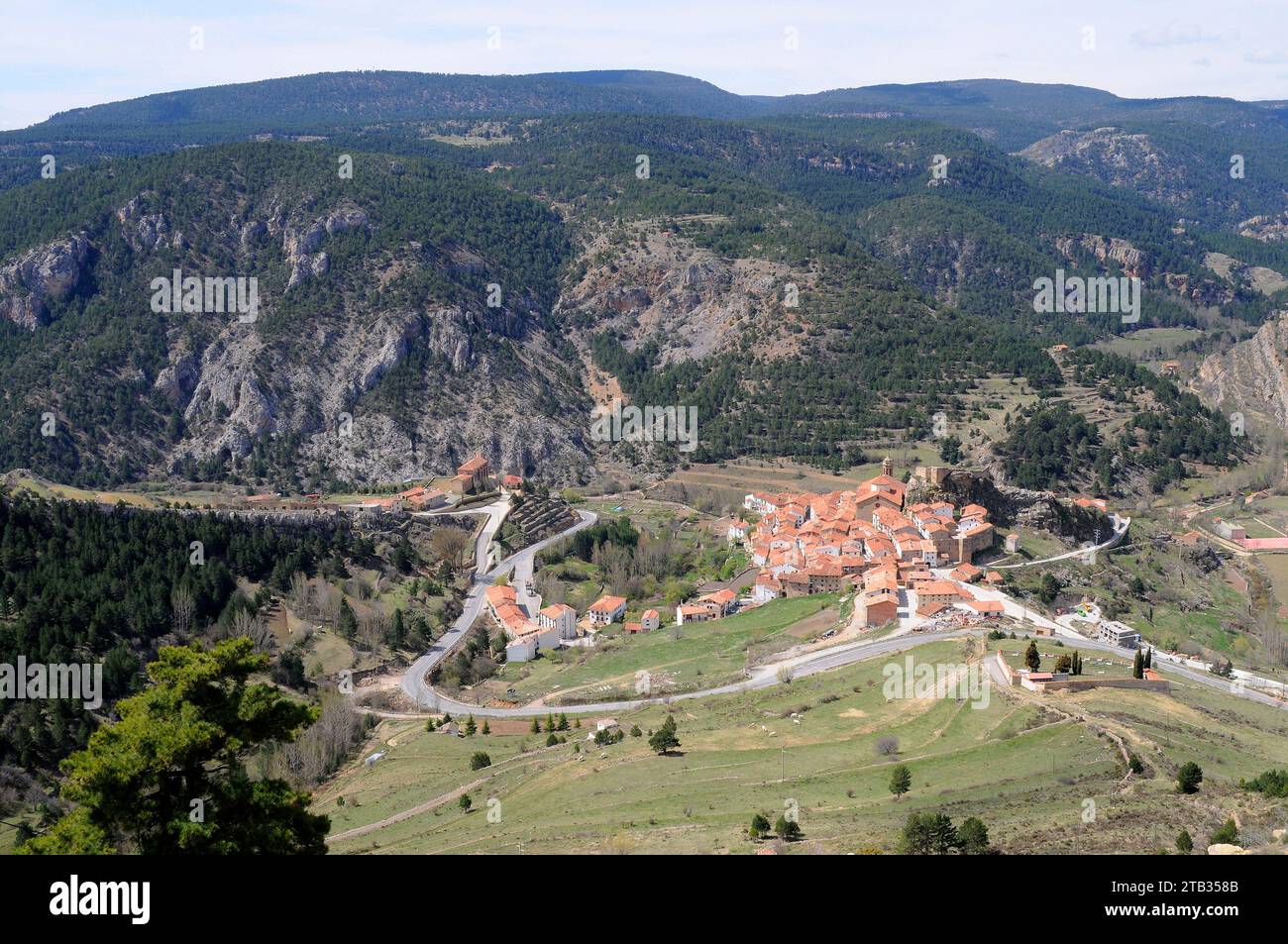 Linares de Mora, panoramic view. Gudar-Javalambre, Teruel province, Aragon, Spain. Stock Photo