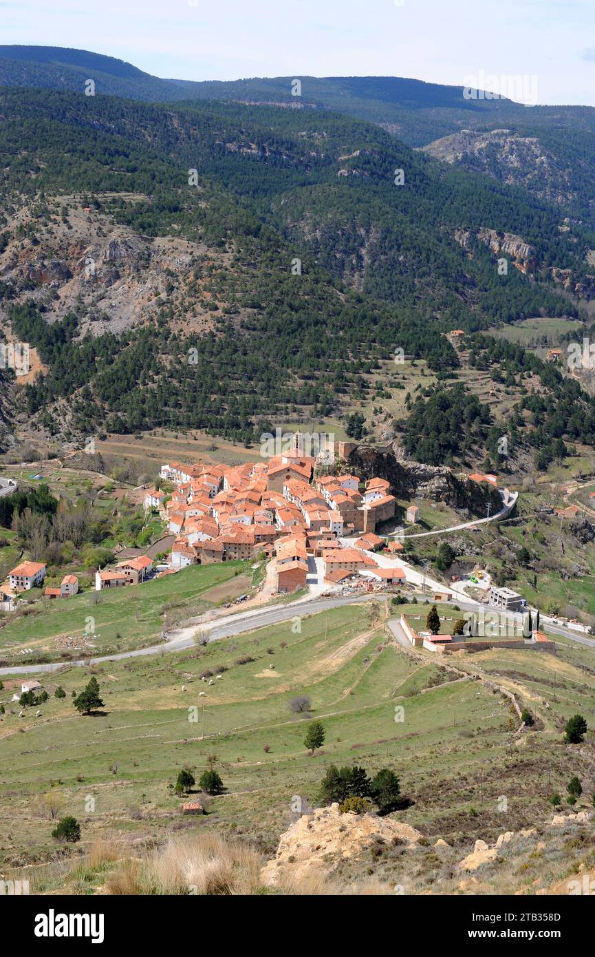 Linares de Mora, panoramic view. Gudar-Javalambre, Teruel province, Aragon, Spain. Stock Photo