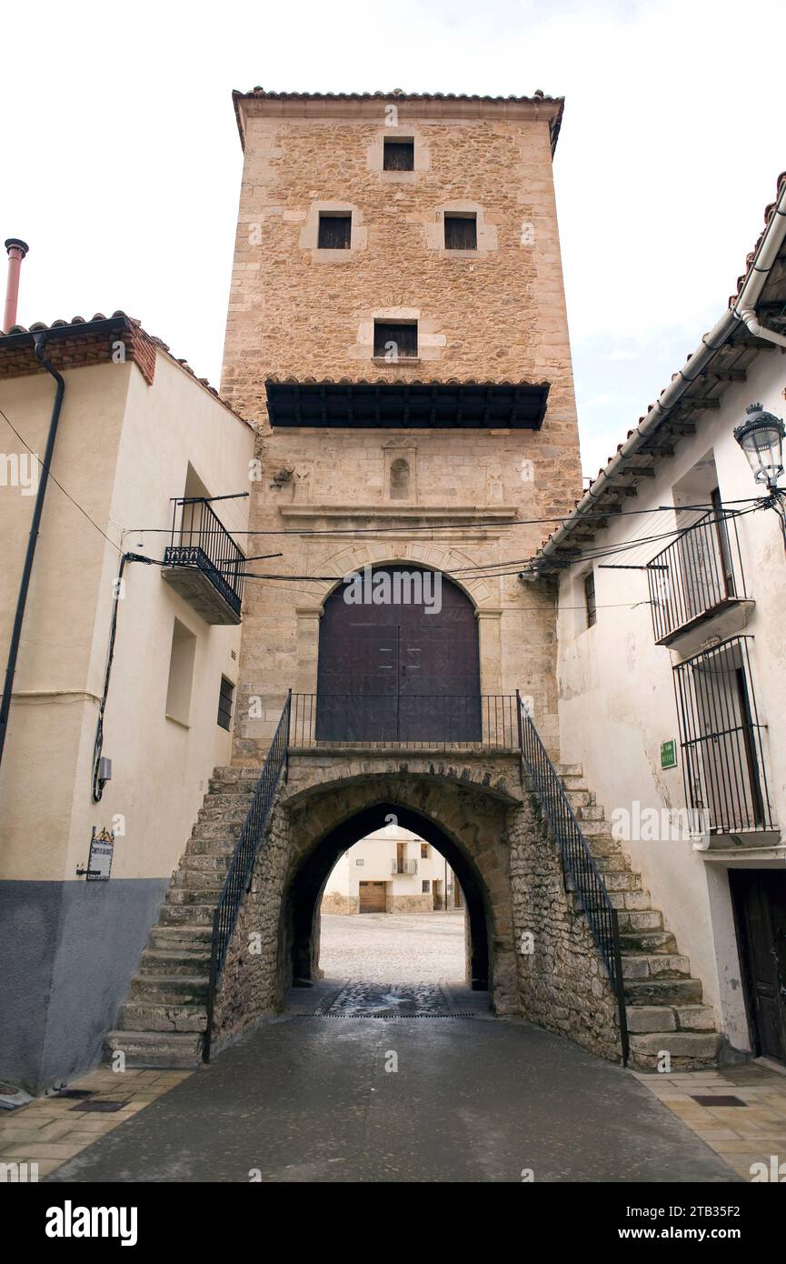 Mosqueruela, Portal de San Roque. Gudar-Javalambre, Teruel province, Aragon, Spain. Stock Photo
