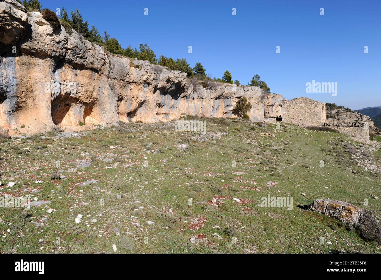 Mosqueruela, Barranco de Givert with rock paintings. Gudar-Javalambre, Teruel province, Aragon, Spain. Stock Photo