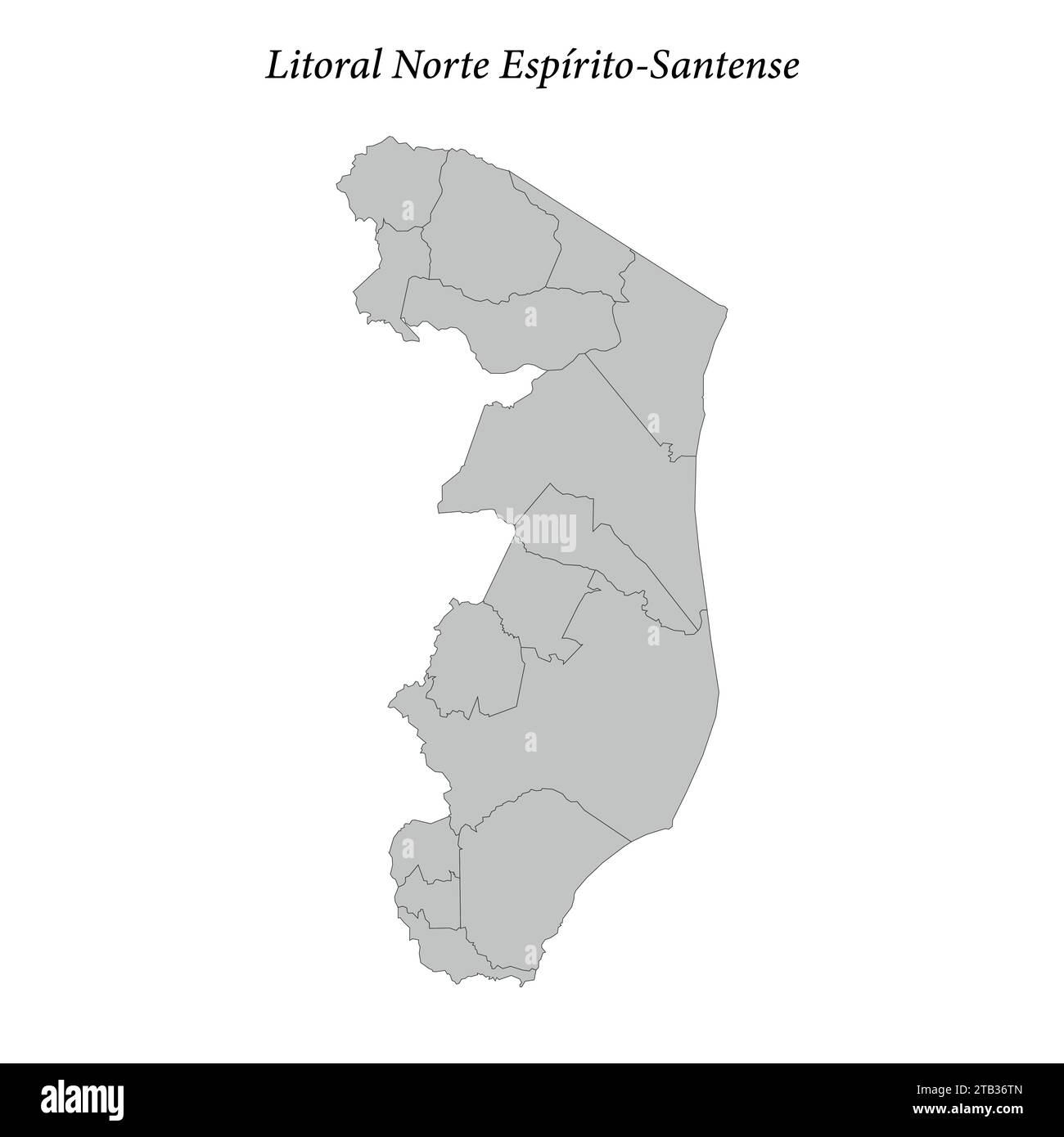 map of Litoral Norte Espirito-Santense is a mesoregion in Espirito Santo state with borders municipalities Stock Vector