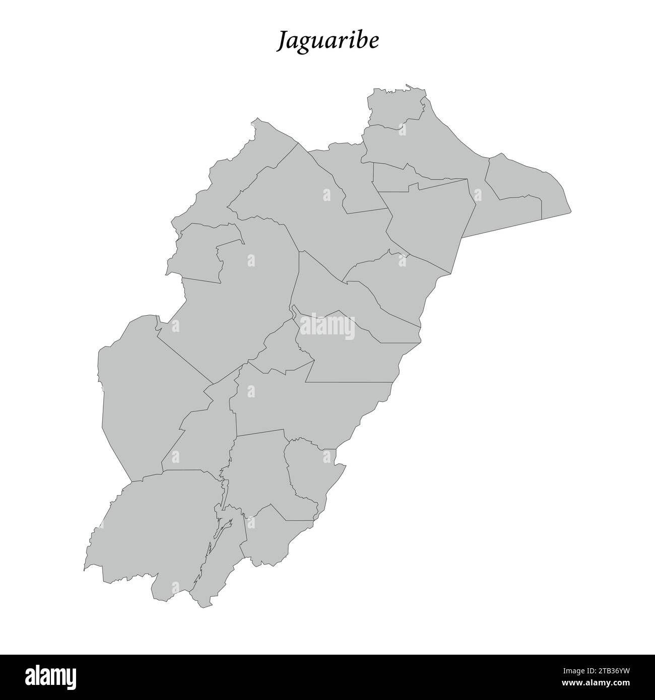 map of Jaguaribe is a mesoregion in Ceara state with borders municipalities Stock Vector