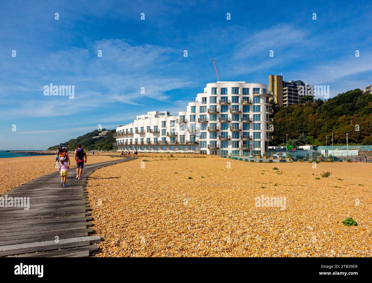 Newly constructed modern flats on the seafront development near