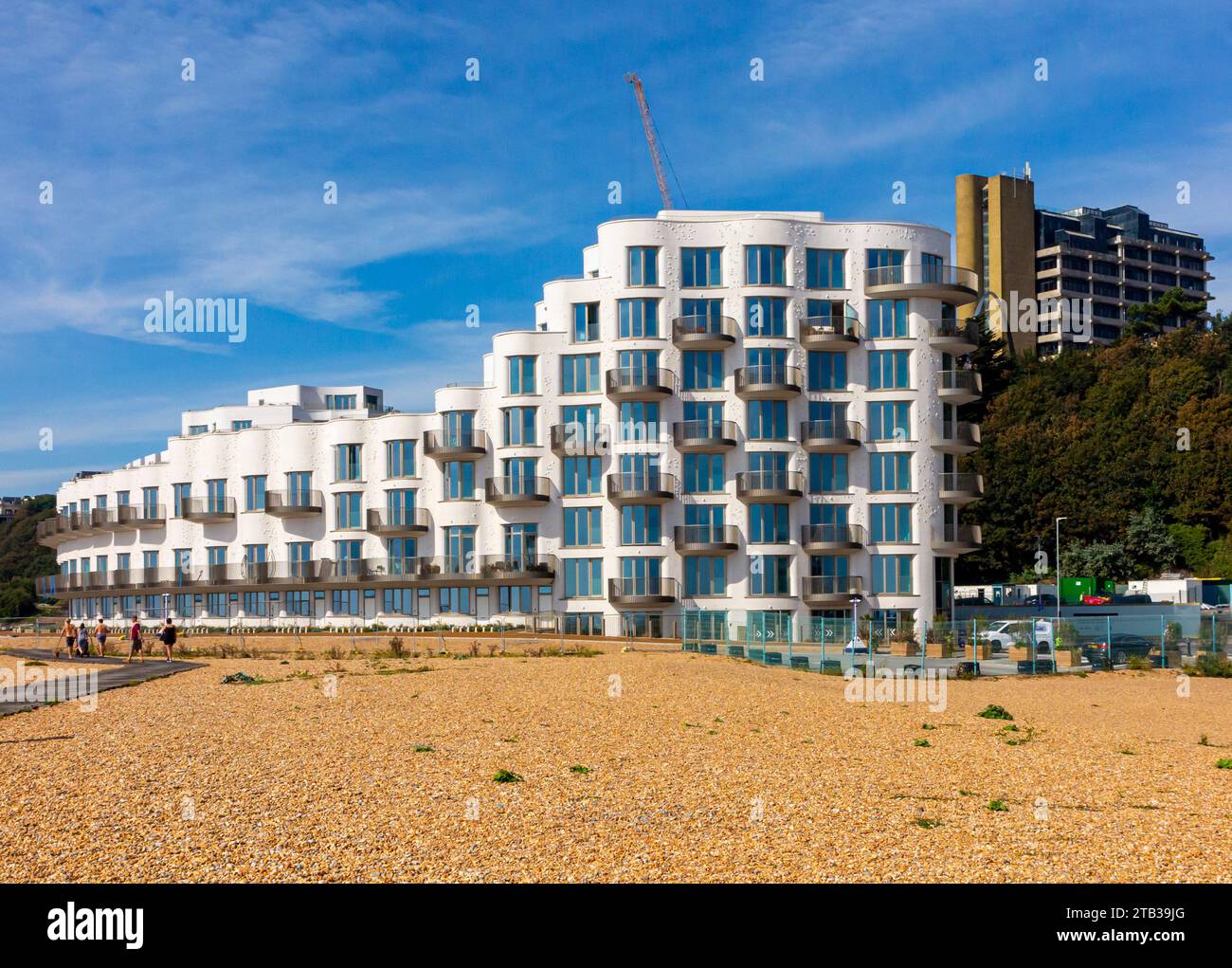 Newly constructed modern flats on the seafront development near