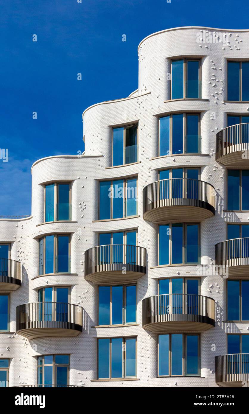 Newly constructed modern flats on the seafront development near