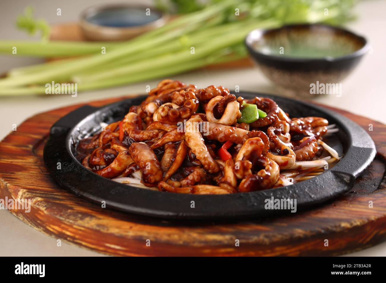 Sizzling Baby Cuttlefish （baby Squid） Stock Photo
