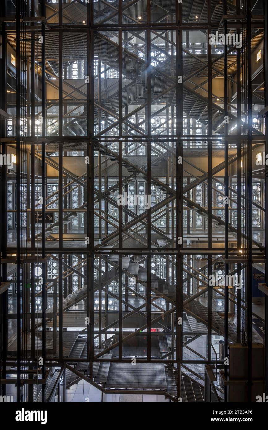 Paris, France - 11 30 2023: Arab World Institute. View of the openwork ...