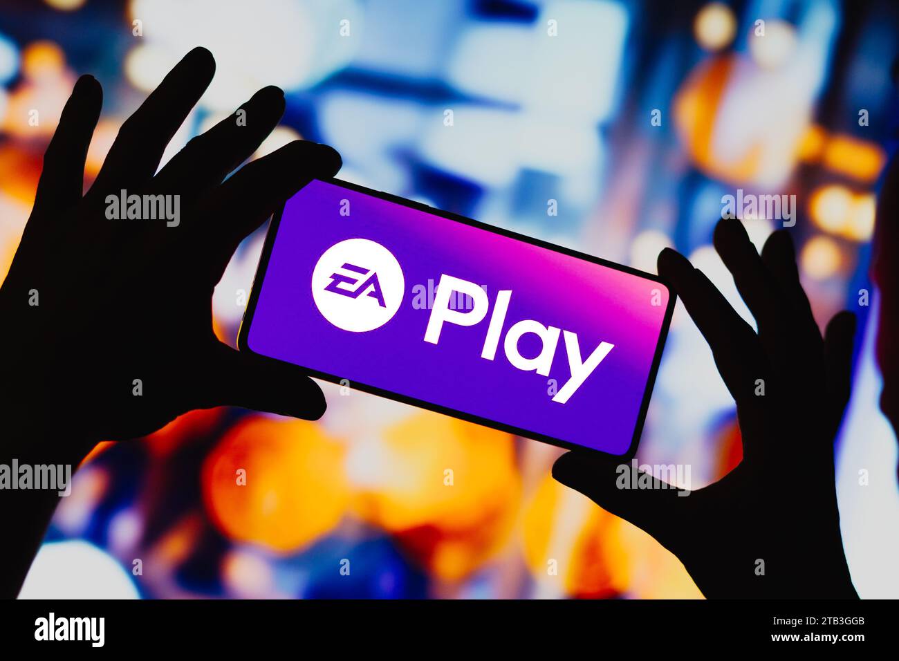 In this photo illustration, the EA Play logo is displayed on a ...