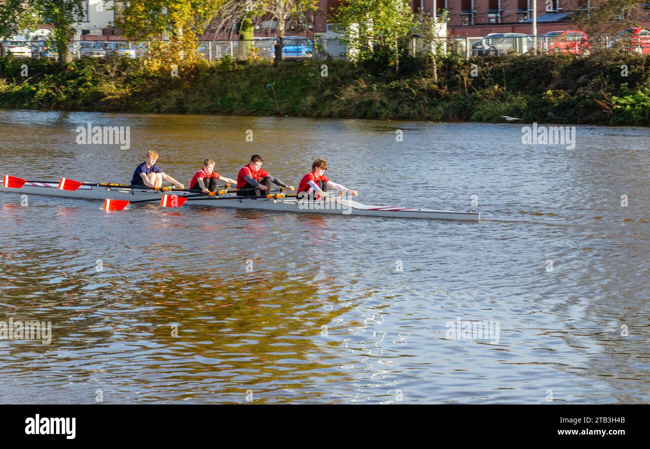 Belfast County Down Northern Ireland, November 18 2023 Four sculls