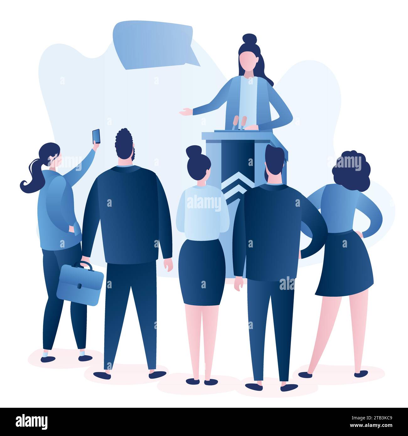 Caucasian female Politician speaking. Woman speaker giving speech from