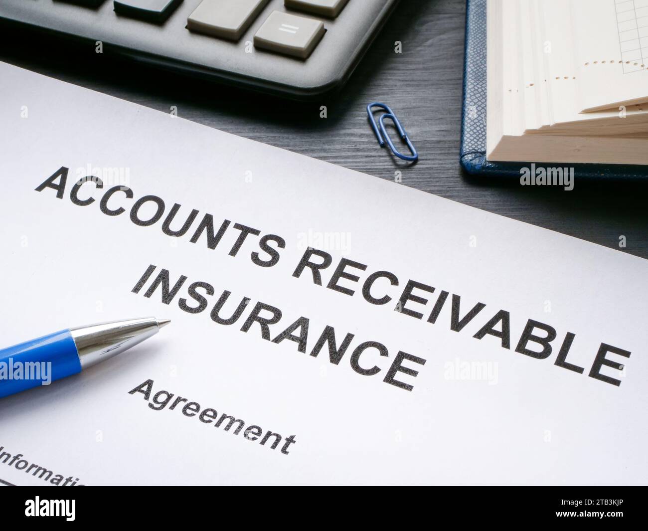 Accounts receivable insurance agreement and pen Stock Photo - Alamy