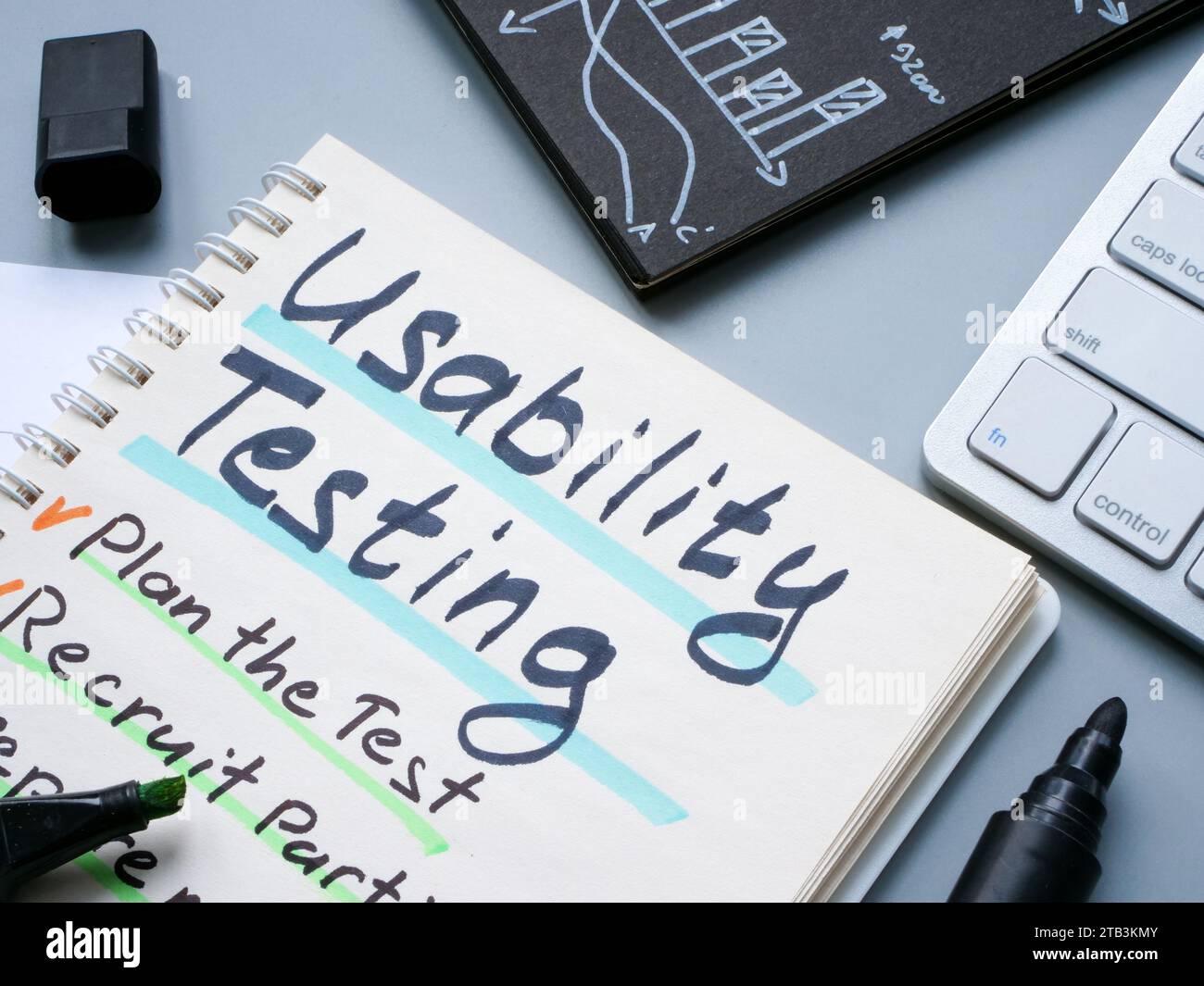 Usability testing plan in the notebook. Stock Photo