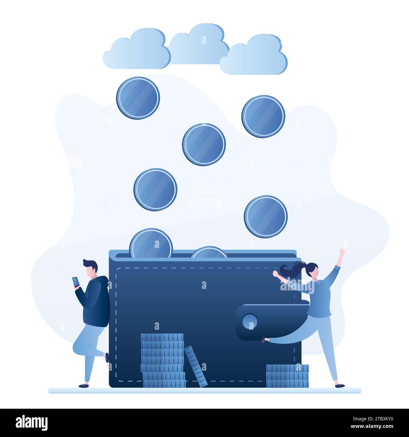 Happy people cash stack Stock Vector Images Alamy