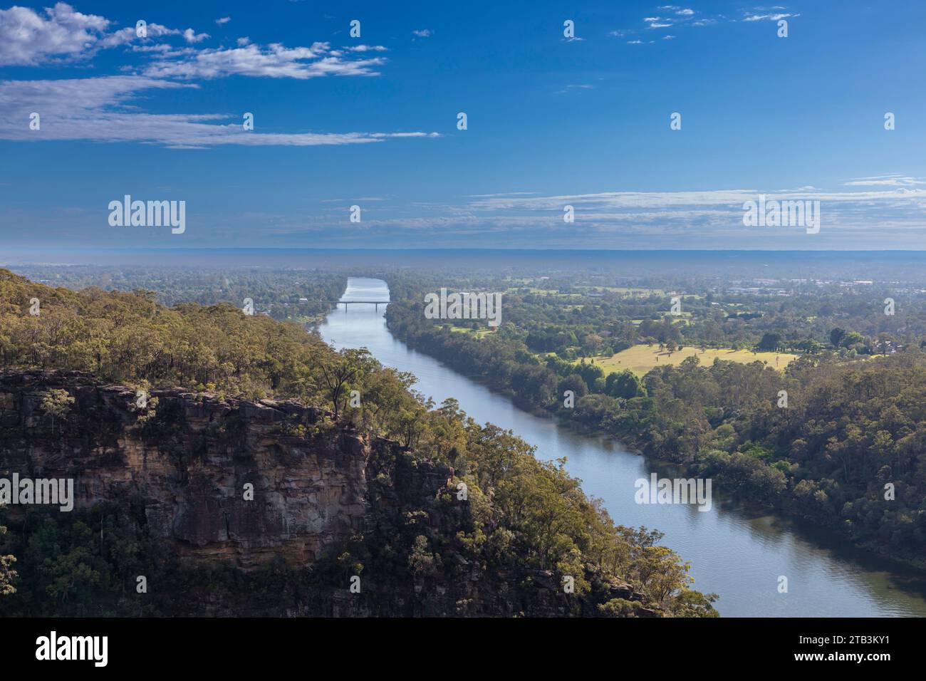 Photograph of the Nepean River running through The Cumberland Plain near Glenbrook in The Blue Mountains in Australia Stock Photo