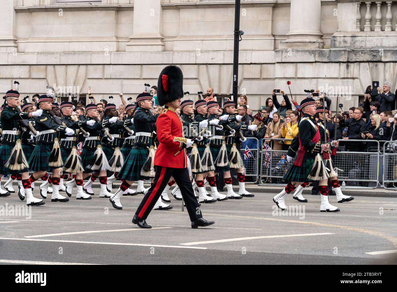 Procession of military troops for Queen Elizabeth II Stock Photo