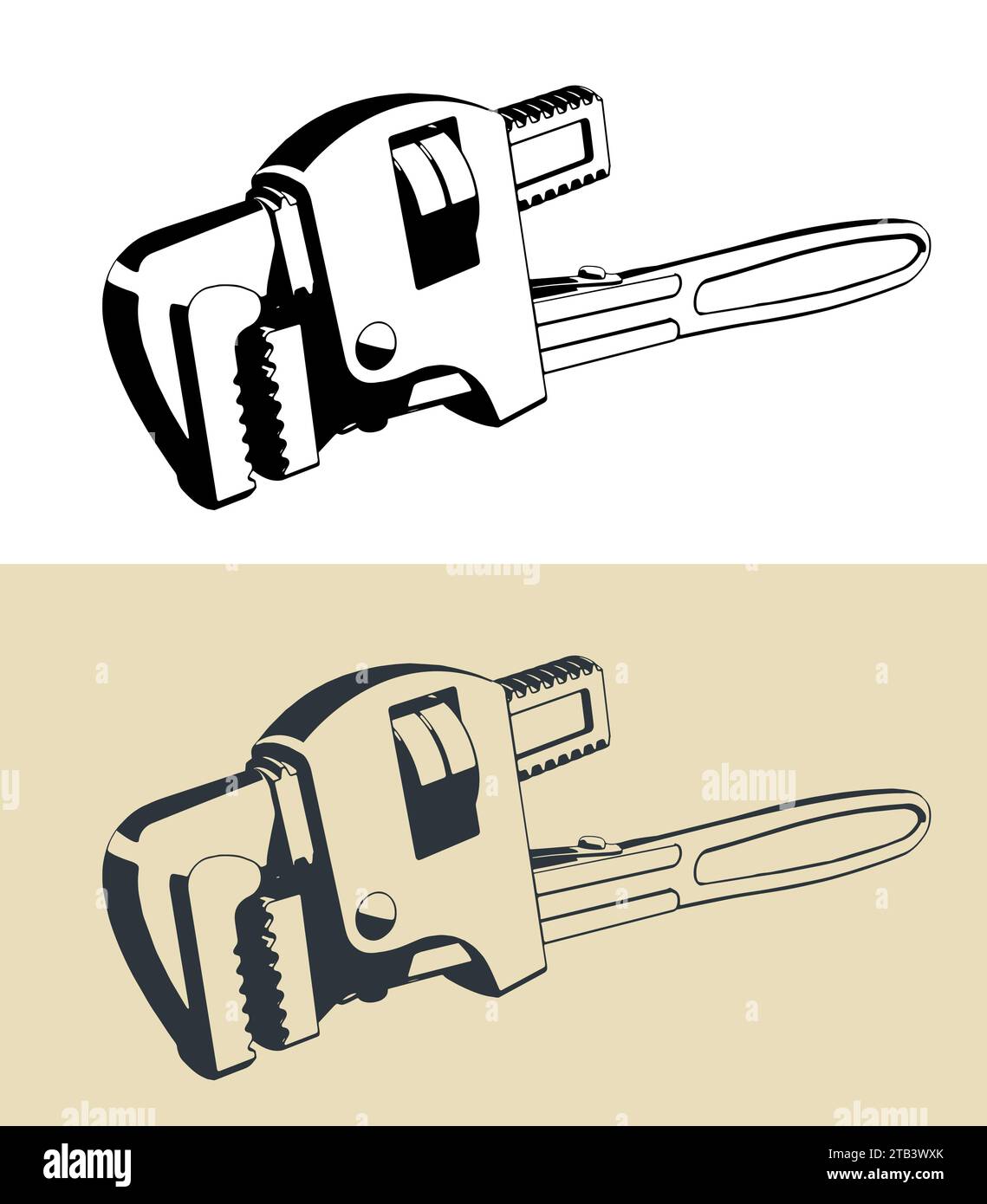 Stylized vector illustrations of adjustable wrench Stock Vector Image