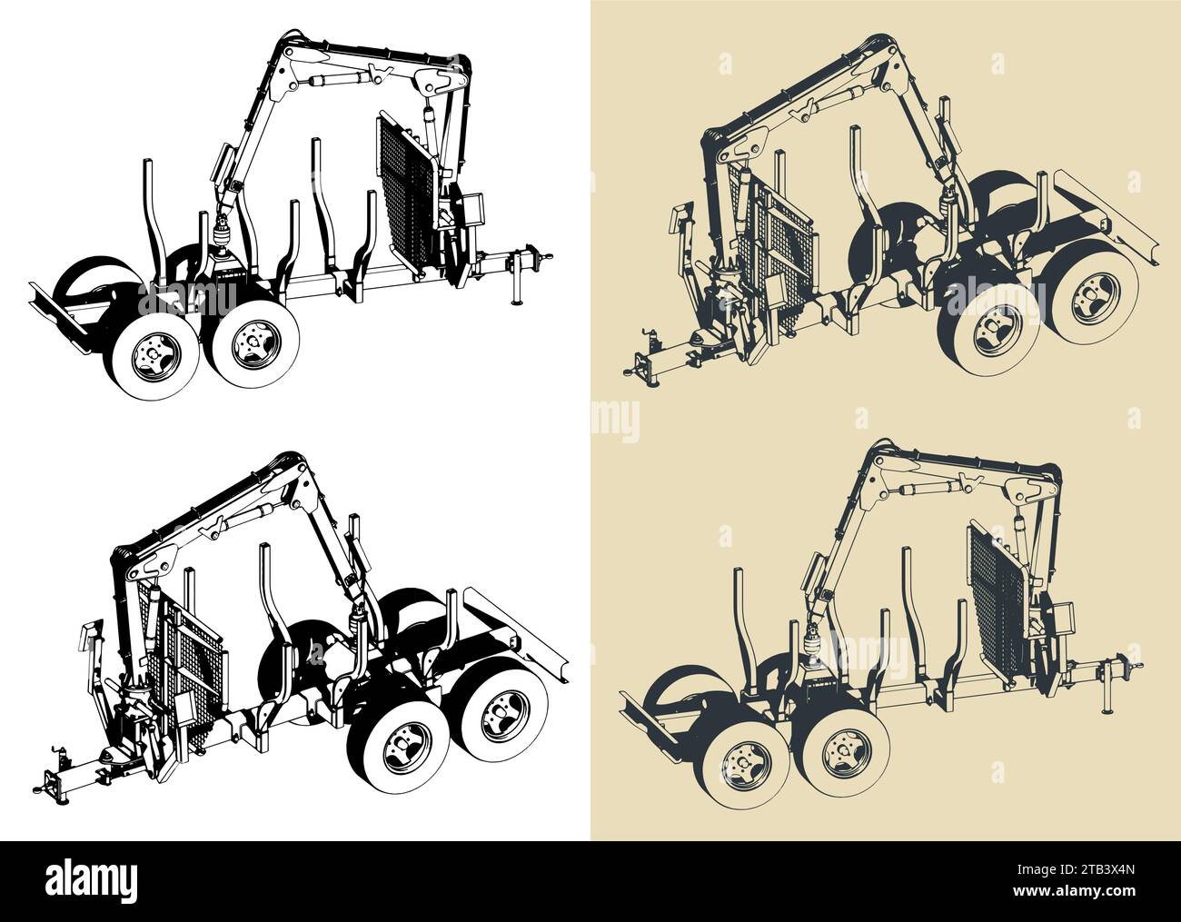 Stylized vector illustrations of forest trailer Stock Vector