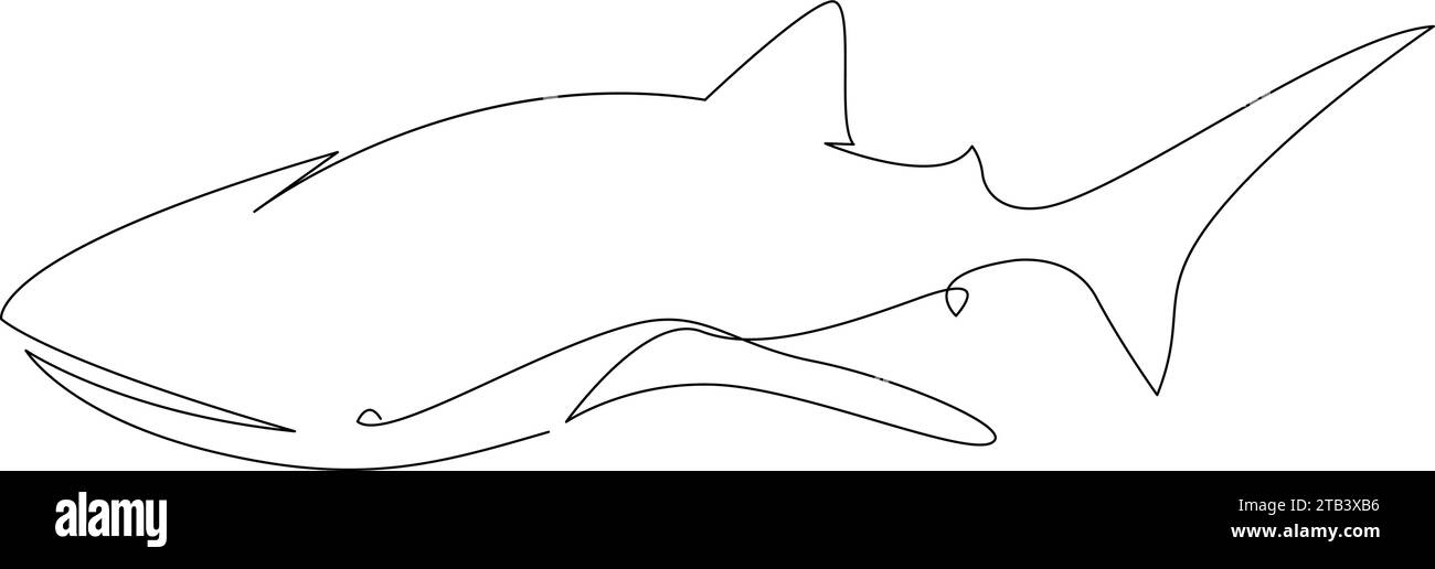 Whale continuous line drawing art. Stock Vector