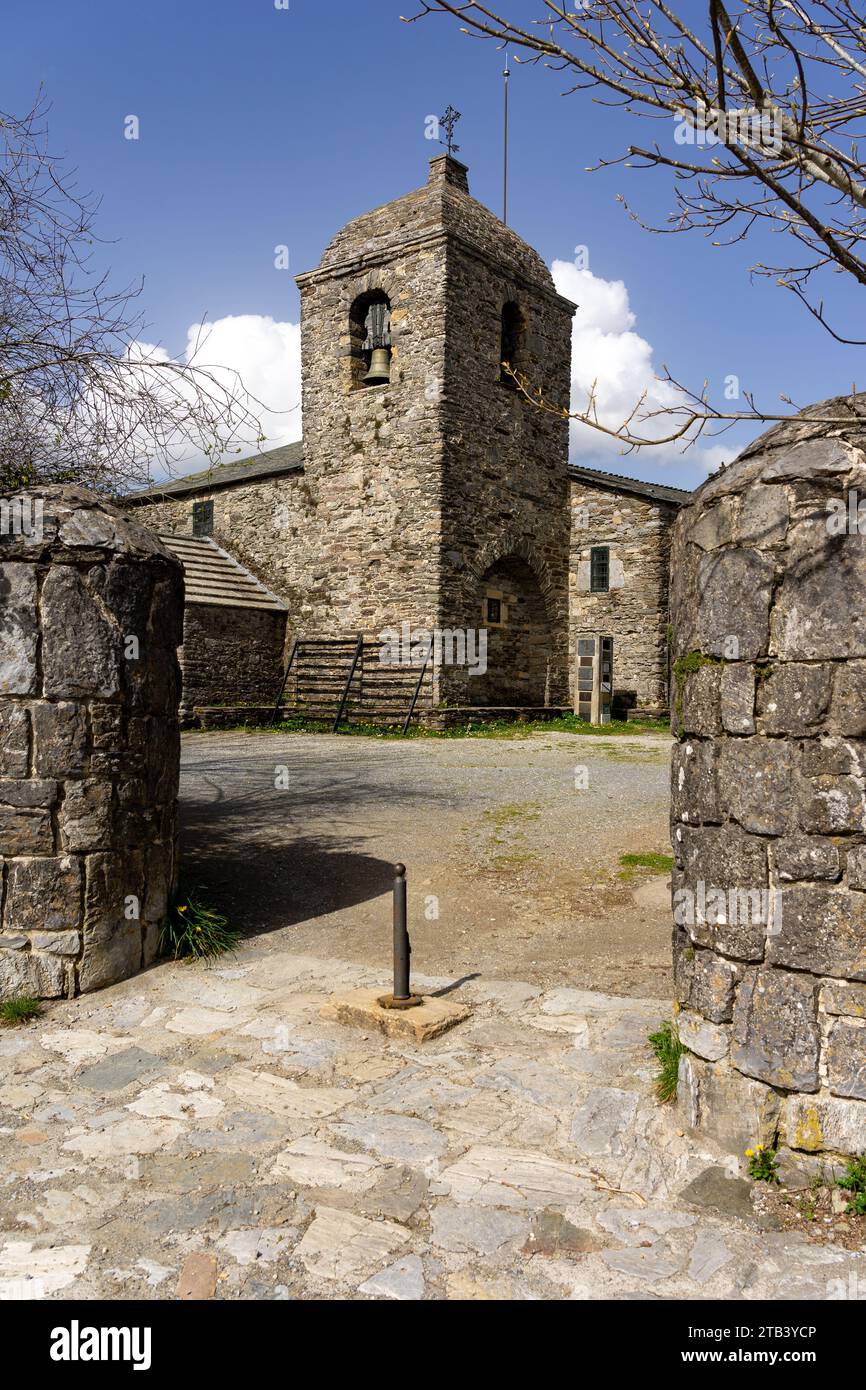Santa Maria la Real Sanctuary in the beautiful village of O Cebreiro, which is a crossing point on the way of Sant Stock Photo