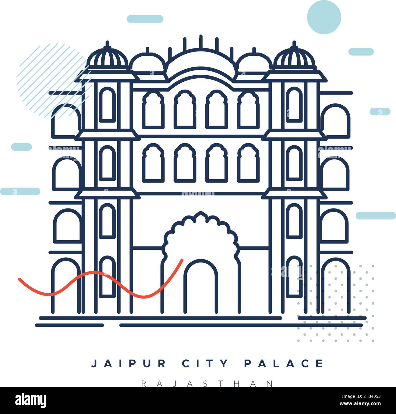 Jaipur City Palace, Rajasthan - Stock Illustration as EPS 10 File Stock Vector