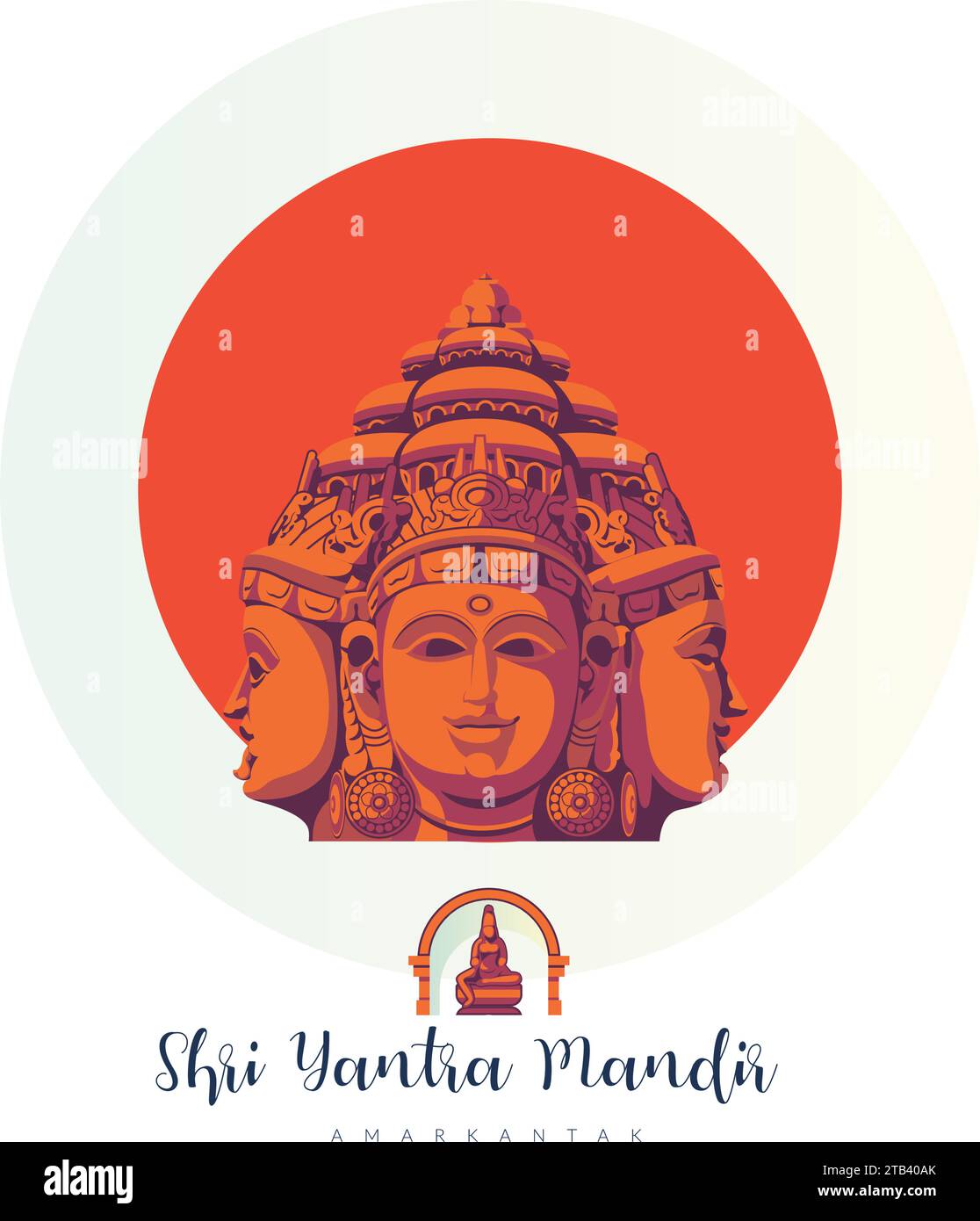 Amarkantak Shri Yantra Temple - Madhya Pradesh - Stock Illustration as EPS 10 File Stock Vector